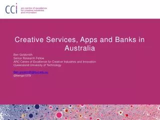 Creative Services, Apps and Banks in Australia