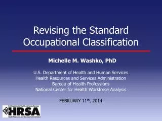 Revising the Standard Occupational Classification