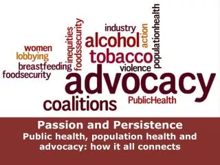 Passion and Persistence Public health, population health and advocacy: how it all connects