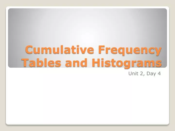 cumulative frequency tables and histograms