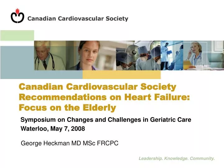 canadian cardiovascular society recommendations on heart failure focus on the elderly