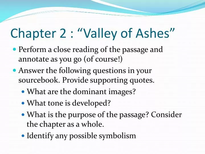 chapter 2 valley of ashes