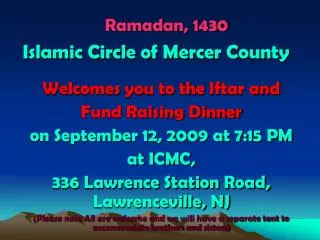 Ramadan, 1430 Islamic Circle of Mercer County