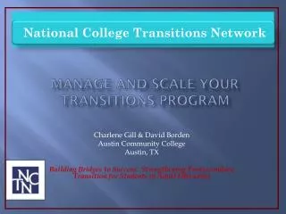 Manage and SCale your Transitions Program