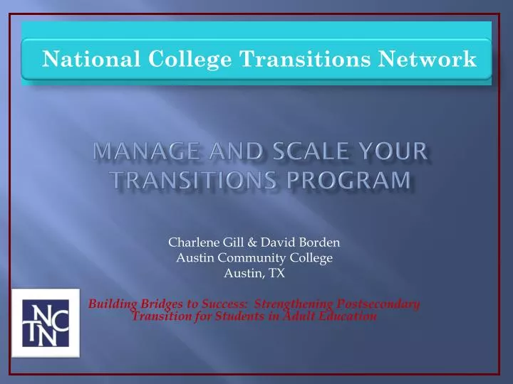 manage and scale your transitions program
