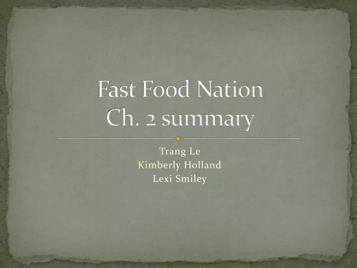 fast food nation summary chapter 2