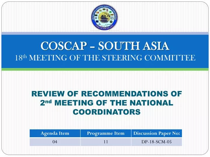 coscap south asia 18 th meeting of the steering committee