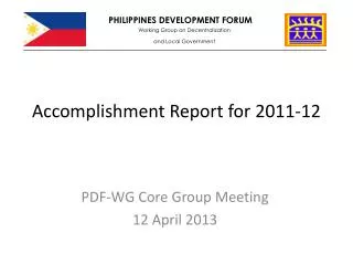 Accomplishment Report for 2011-12