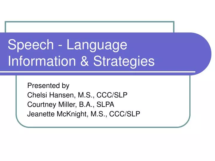 speech language information strategies