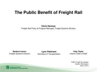 Chris Herman Freight Rail Policy &amp; Program Manager, Freight Systems Division