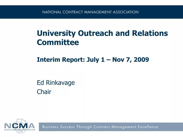 university outreach and relations committee interim report july 1 nov 7 2009