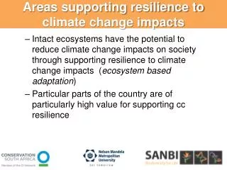 Areas supporting resilience to climate change impacts