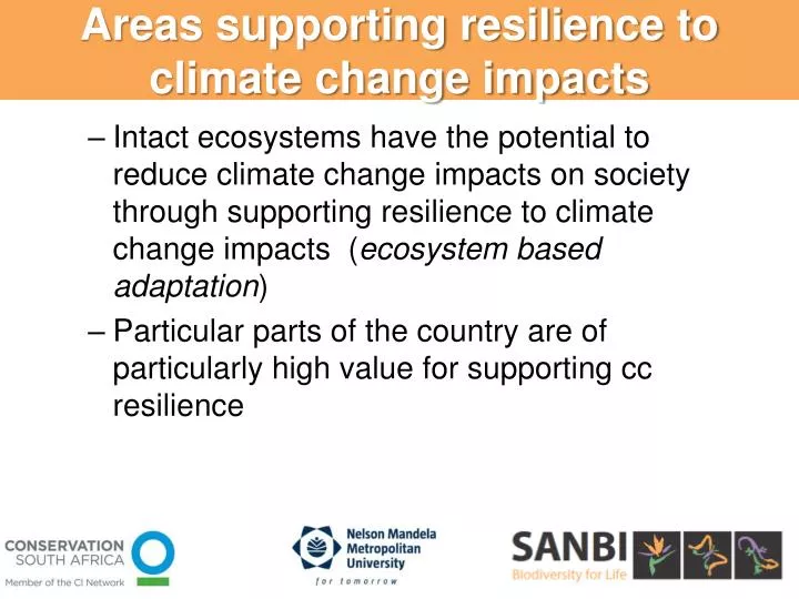 areas supporting resilience to climate change impacts