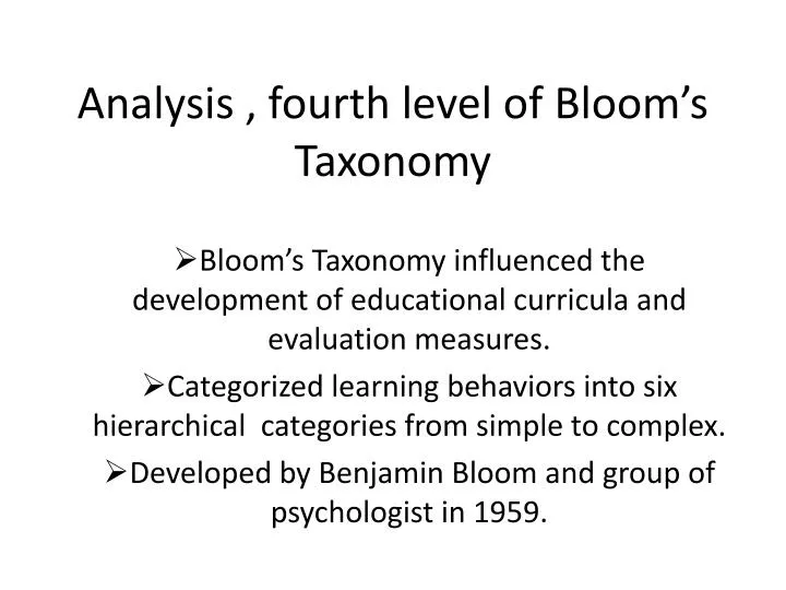 analysis fourth level of b loom s taxonomy