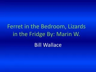 Ferret in the Bedroom, Lizards in the Fridge By: Marin W.