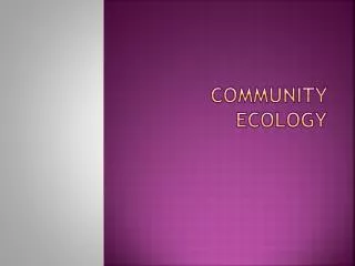 Community Ecology