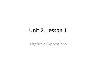 Unit 2, Lesson 1