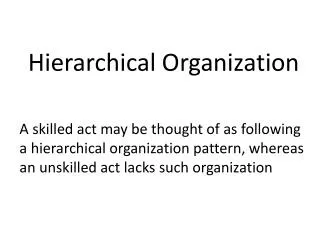 Hierarchical Organization