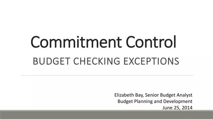commitment control