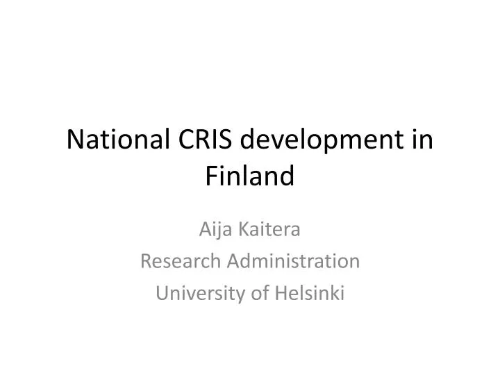 national cris development in finland