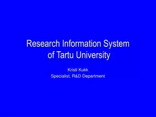 Research Information System of Tartu University