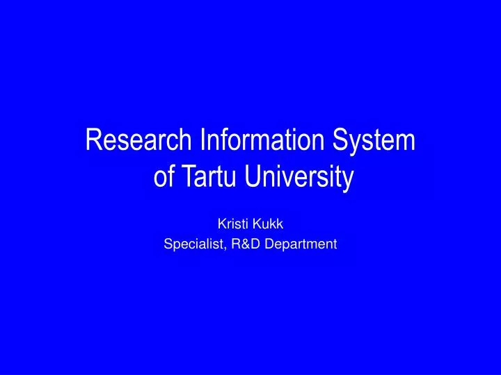 research information system of tartu university
