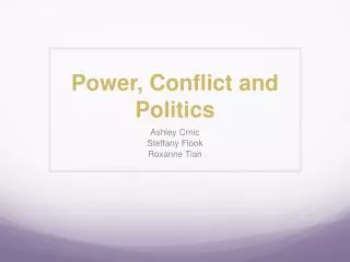 Power, Conflict and Politics
