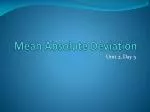Mean Absolute Deviation - slide 1