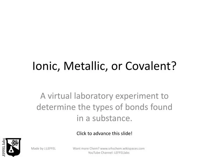 ionic metallic or covalent