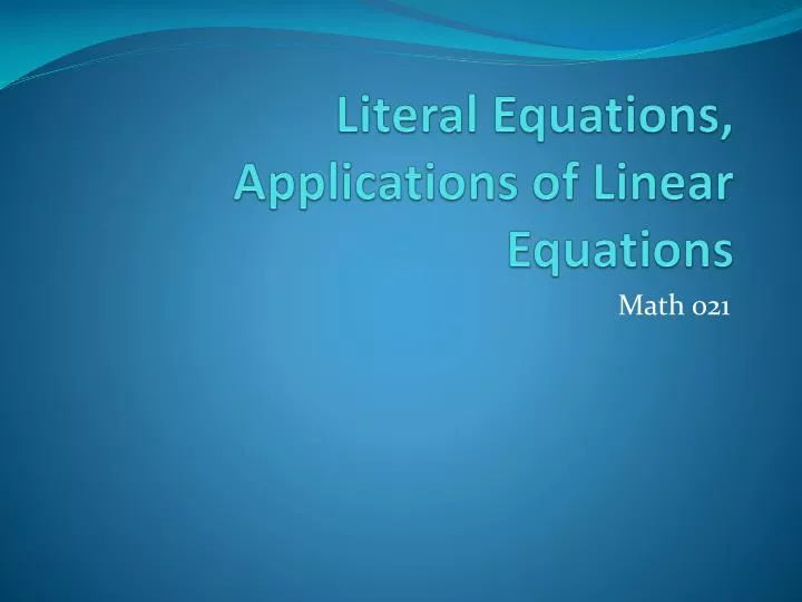 literal equations applications of linear equations