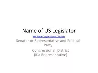 Name of US Legislator