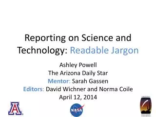 Reporting on Science and Technology: Readable Jargon