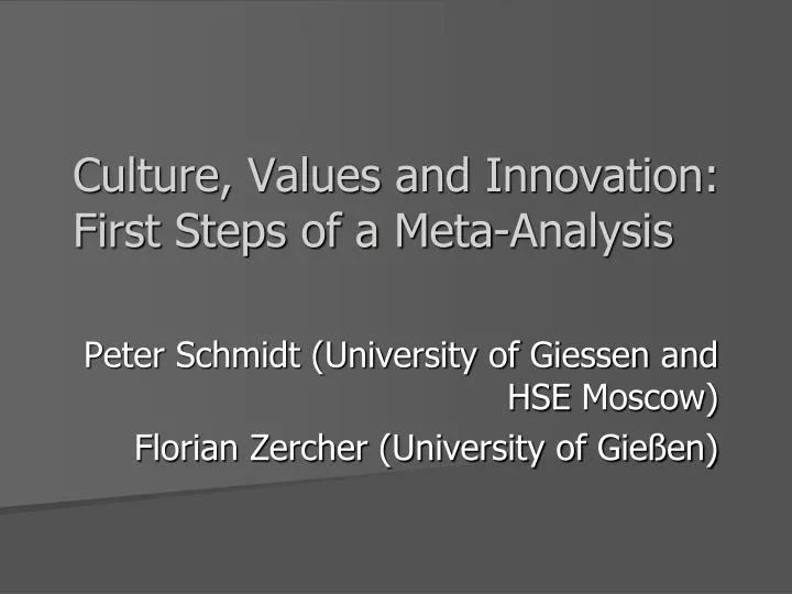 culture values and innovation first steps of a meta analysis