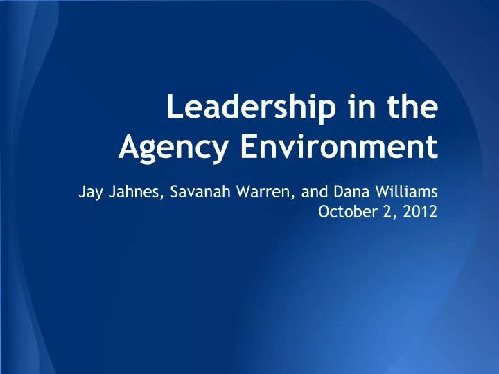 leadership in the agency environment