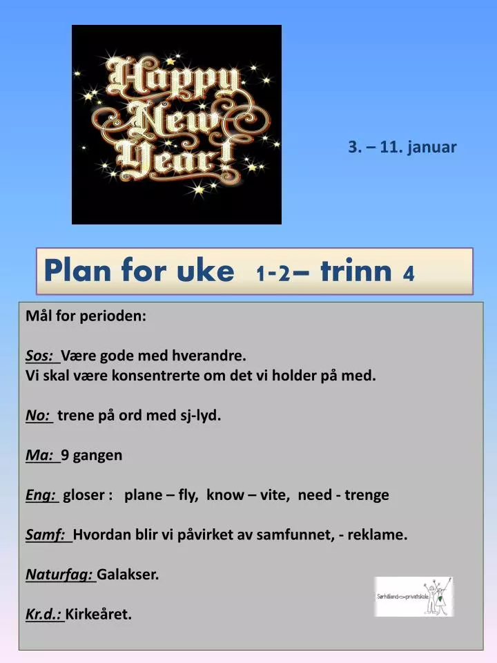 plan for uke 1 2 trinn 4