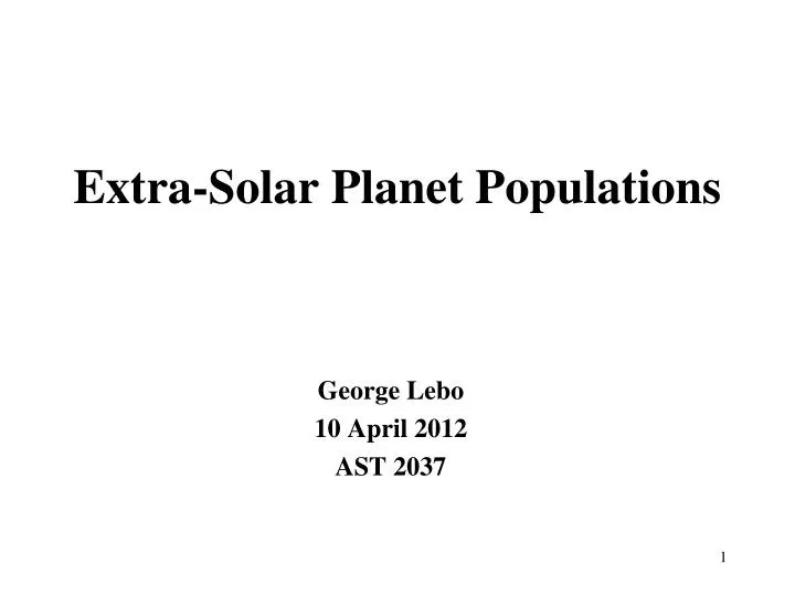 extra solar planet populations