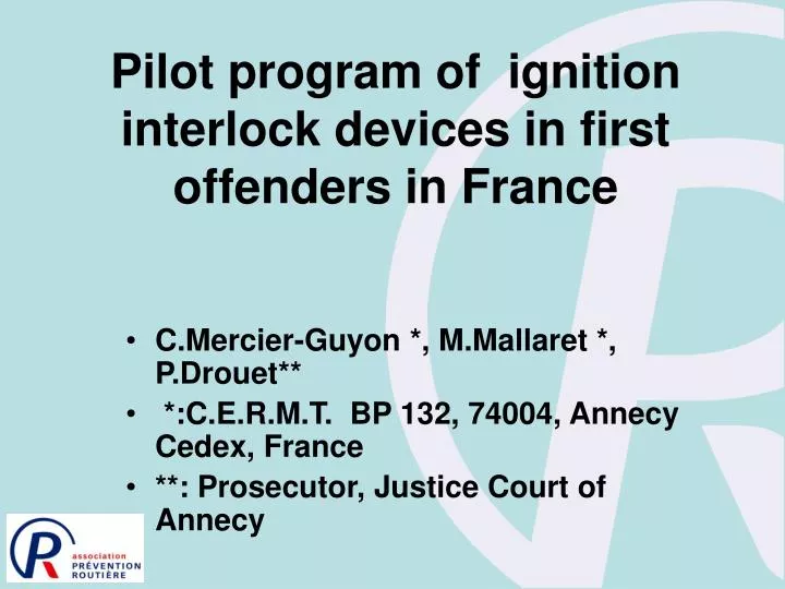 pilot program of ignition interlock devices in first offenders in france