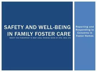 Reporting and Responding to Concerns in Foster Homes