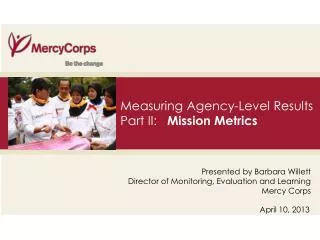 Measuring Agency-Level Results Part II: Mission Metrics