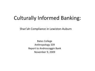 Culturally Informed Banking: