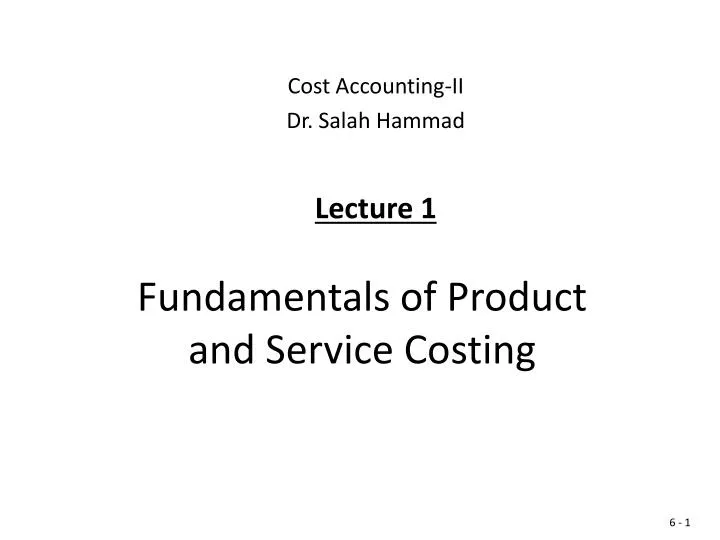 fundamentals of product and service costing