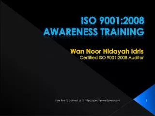 ISO 9001:2008 AWARENESS TRAINING