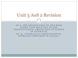 Unit 3 AoS 2 Revision