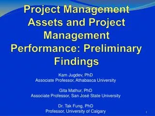Project Management Assets and Project Management Performance: Preliminary Findings