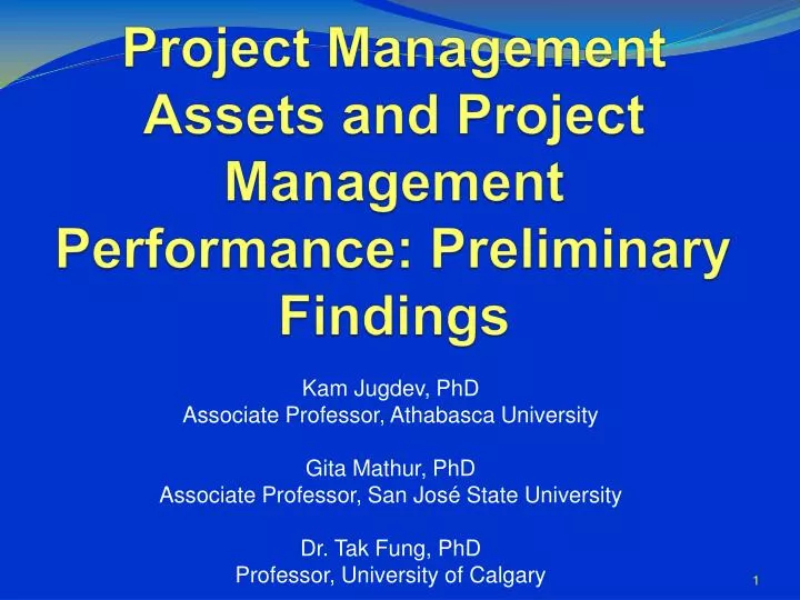 project management assets and project management performance preliminary findings