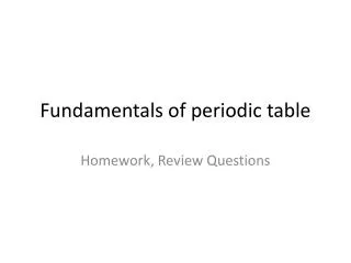 Fundamentals of periodic table