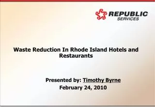 Waste Reduction In Rhode Island Hotels and Restaurants