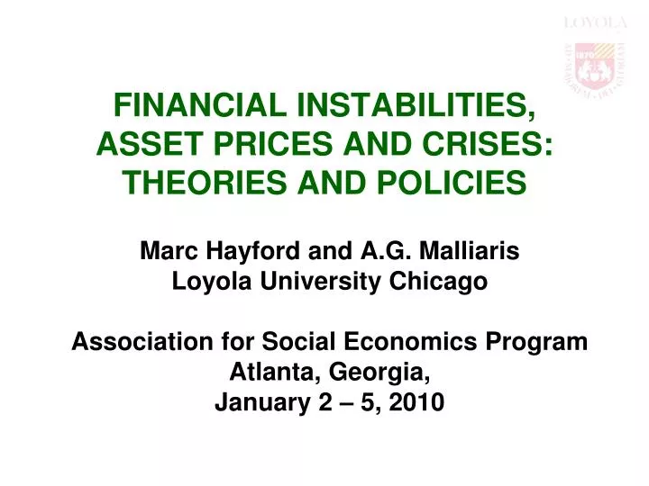 financial instabilities asset prices and crises theories and policies