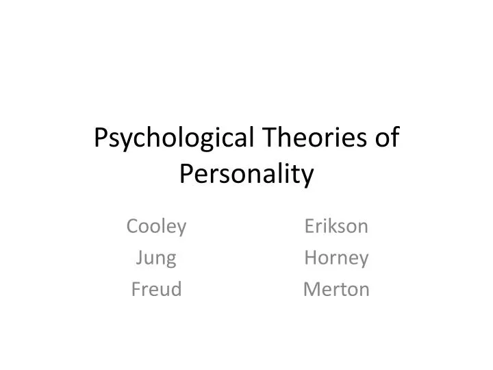psychological theories of personality