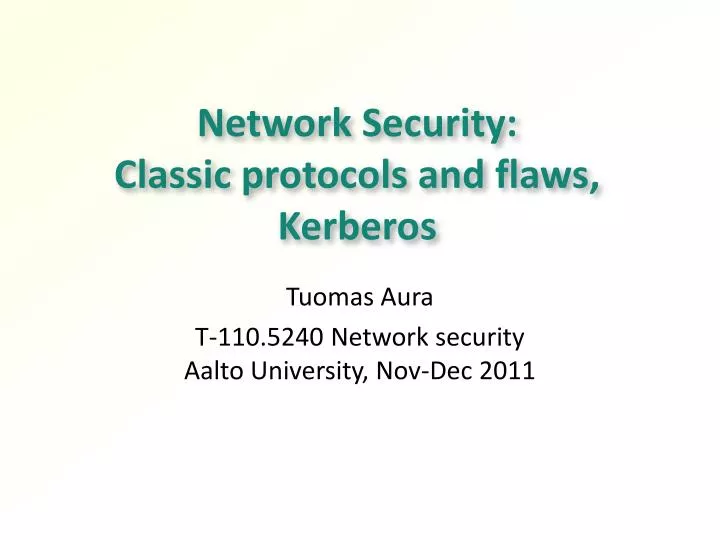 network security classic protocols and flaws kerberos